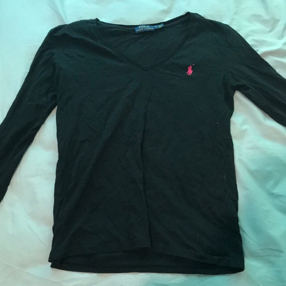 Polo black long sleeve shirt with pink Symbol